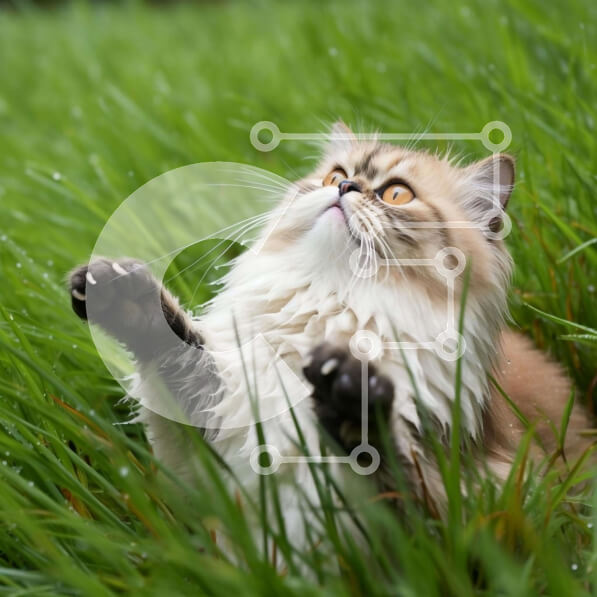 Intra Συλλεκτικό Ξύλινο Παζλ Plywood  4mm - Παιχνιδιάρικη γάτα στο γρασίδι Σε Ξύλινο Κουτί - Διαστάσεις: 10x10 cm – 25 κομμάτια