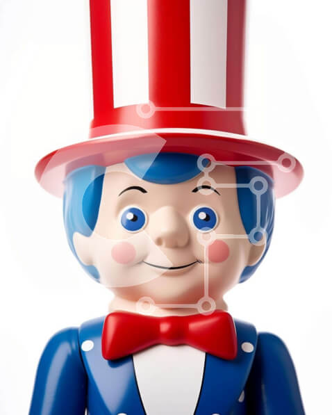 Intra Συλλεκτικό Ξύλινο Παζλ Plywood  4mm - Φιγούρα παιχνιδιού ντυμένη ως θείος Σαμ Σε Ξύλινο Κουτί - Διαστάσεις: 10x10 cm – 25 κομμάτια