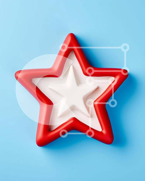 Σετ των 2 Intra Συλλεκτικό Ξύλινο Παζλ Plywood  4mm - Κόκκινο και άσπρο κόφτη μπισκότων σε σχήμα αστεριού Σε Ξύλινο Κουτί - Διαστάσεις: 10x10 cm – 25 κομμάτια