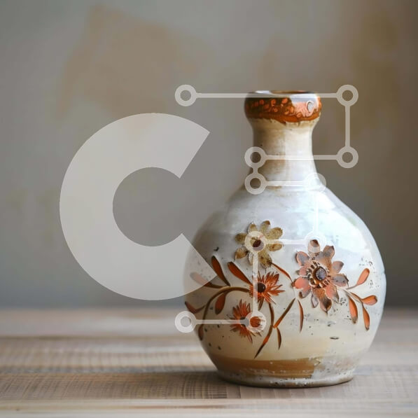 Intra Συλλεκτικό Ξύλινο Παζλ Plywood  4mm - Λευκό και καφέ βάζο σε ημιτελές ξύλινο τραπέζι Σε Ξύλινο Κουτί - Διαστάσεις: 10x10 cm – 25 κομμάτια