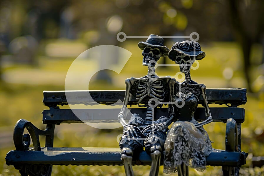 Intra Συλλεκτικό Ξύλινο Παζλ Plywood  4mm - Ειδώλια σκελετών στον πάγκο του πάρκου Σε Ξύλινο Κουτί - Διαστάσεις Puzzle: 10x10 cm – 25 κομμάτια