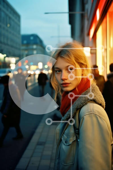 Intra Συλλεκτικό Ξύλινο Παζλ Plywood  4mm - Νεαρή γυναίκα που περπατά τη νύχτα Σε Ξύλινο Κουτί - Διαστάσεις Puzzle: 10x10 cm – 25 κομμάτια