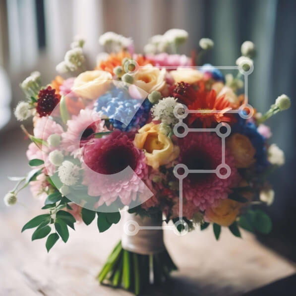 Intra Συλλεκτικό Ξύλινο Παζλ Plywood  4mm - Πολύχρωμο μπουκέτο λουλουδιών σε παλιό ξύλινο τραπέζι Σε Ξύλινο Κουτί - Διαστάσεις: 10x10 cm – 25 κομμάτια