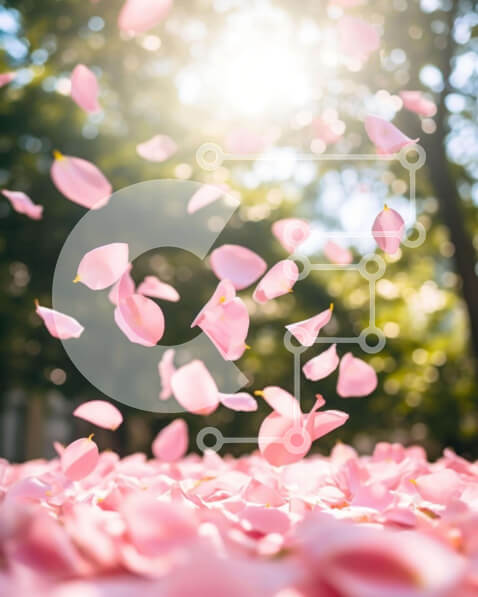 Intra Συλλεκτικό Ξύλινο Παζλ Plywood  4mm - Σκόρπιση ροζ πετάλων που επιπλέουν στον αέρα Σε Ξύλινο Κουτί - Διαστάσεις: 10x10 cm – 25 κομμάτια