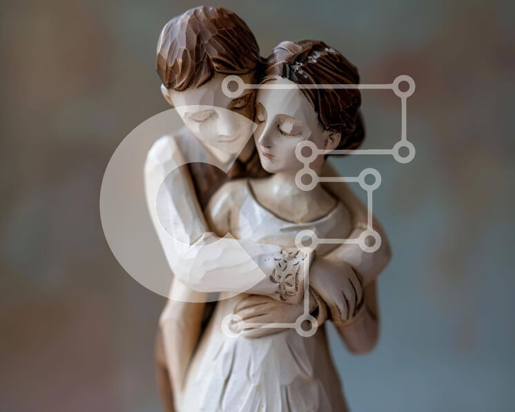 Intra Συλλεκτικό Ξύλινο Παζλ Plywood  4mm - Ξύλινο αγαλματίδιο ζευγαριού Σε Ξύλινο Κουτί - Διαστάσεις Puzzle: 10x10 cm – 25 κομμάτια