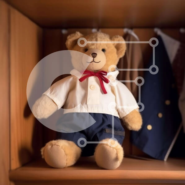 Intra Συλλεκτικό Ξύλινο Παζλ Plywood  4mm - Καφέ αρκουδάκι Sailor στολή σε ξύλινα ράφια Σε Ξύλινο Κουτί - Διαστάσεις: 10x10 cm – 25 κομμάτια