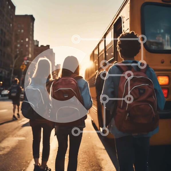 Intra Συλλεκτικό Ξύλινο Παζλ Plywood  4mm - Μαθητές που περπατούν στο σχολείο με σακίδια Σε Ξύλινο Κουτί - Διαστάσεις Puzzle: 10x10 cm – 25 κομμάτια