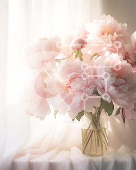 Intra Συλλεκτικό Ξύλινο Παζλ Plywood  4mm - Γυάλινο βάζο με ροζ παιώνιες Σε Ξύλινο Κουτί - Διαστάσεις: 10x10 cm – 25 κομμάτια