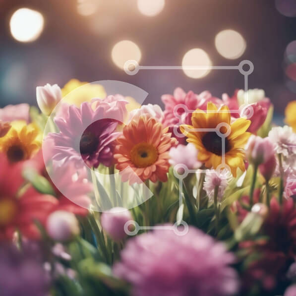 Σετ των 2 Intra Συλλεκτικό Ξύλινο Παζλ Plywood  4mm - Πολύχρωμο μπουκέτο λουλουδιών με φώτα Bokeh Σε Ξύλινο Κουτί - Διαστάσεις: 10x10 cm – 25 κομμάτια