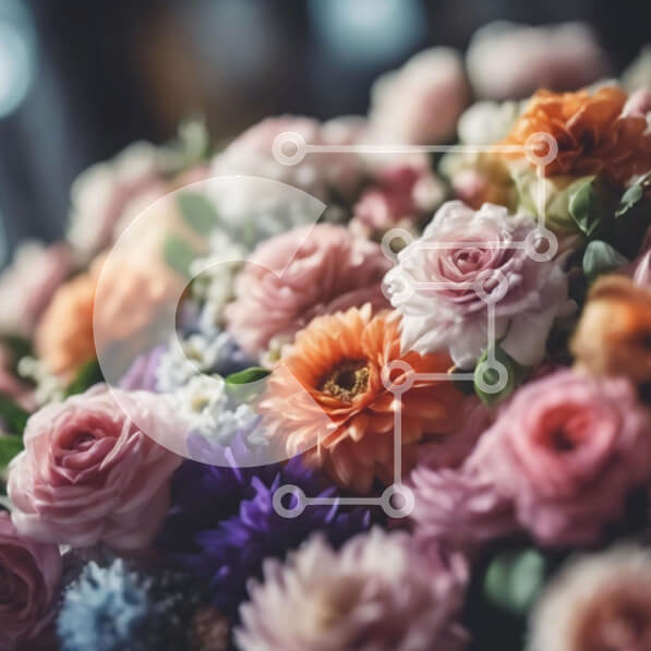 Intra Συλλεκτικό Ξύλινο Παζλ Plywood  4mm - Πολύχρωμο μπουκέτο λουλουδιών με πράσινα φύλλα Σε Ξύλινο Κουτί - Διαστάσεις: 10x10 cm – 25 κομμάτια