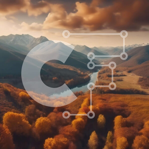 Intra Συλλεκτικό Ξύλινο Παζλ Plywood  4mm - Εναέρια άποψη της κοιλάδας με τα βουνά και τον ποταμό το φθινόπωρο Σε Ξύλινο Κουτί - Διαστάσεις: 10x10 cm – 25 κομμάτια