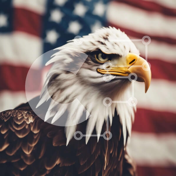 Intra Συλλεκτικό Ξύλινο Παζλ Plywood  4mm - Αετός με αμερικανική σημαία Σε Ξύλινο Κουτί - Διαστάσεις: 10x10 cm – 25 κομμάτια