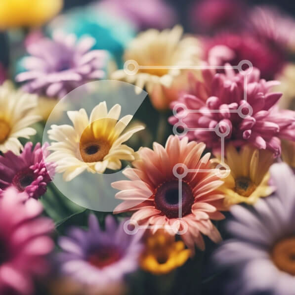 Intra Συλλεκτικό Ξύλινο Παζλ Plywood  4mm - Πολύχρωμο μπουκέτο λουλούδια με μαργαρίτες, γαρύφαλλα και ζέρμπερες Σε Ξύλινο Κουτί - Διαστάσεις: 10x10 cm – 25 κομμάτια