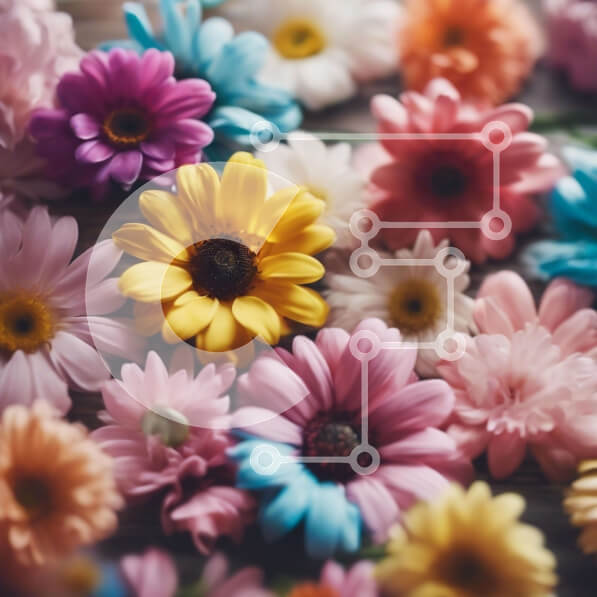 Intra Συλλεκτικό Ξύλινο Παζλ Plywood  4mm - Πολύχρωμα λουλούδια που διατάσσονται σε όμορφη οθόνη Σε Ξύλινο Κουτί - Διαστάσεις: 10x10 cm – 25 κομμάτια