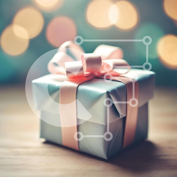 Σετ των 2 Intra Συλλεκτικό Ξύλινο Παζλ Plywood  4mm - Ασημένιο κουτί δώρου με ροζ κορδέλα και φώτα Bokeh Σε Ξύλινο Κουτί - Διαστάσεις: 10x10 cm – 25 κομμάτια