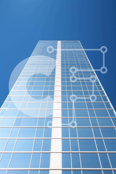 Intra Συλλεκτικό Ξύλινο Παζλ Plywood  4mm - Κτίριο με γυάλινους τοίχους ενάντια στον καταγάλανο ουρανό Σε Ξύλινο Κουτί - Διαστάσεις Puzzle: 10x10 cm – 25 κομμάτια