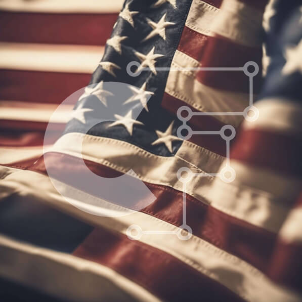 Intra Συλλεκτικό Ξύλινο Παζλ Plywood  4mm - Κοντινό πλάνο της αμερικανικής σημαίας με αστέρια και ρίγες Σε Ξύλινο Κουτί - Διαστάσεις Puzzle: 10x10 cm – 25 κομμάτια