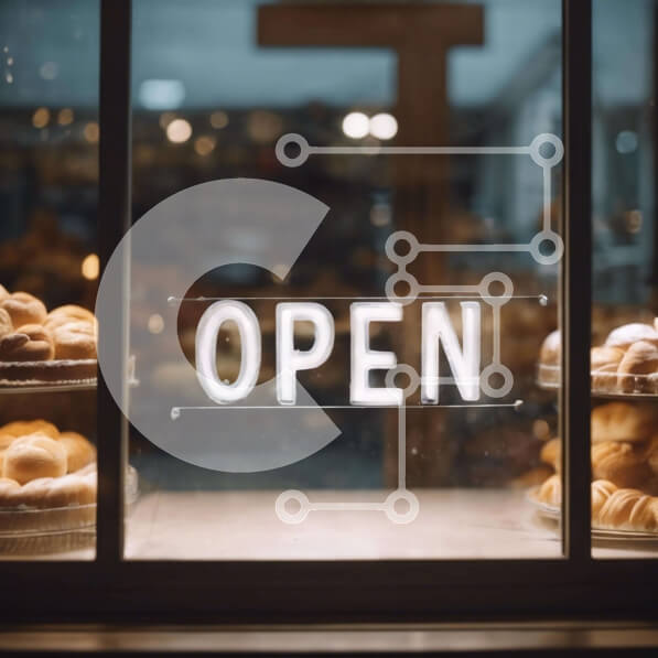 Σετ των 2 Intra Συλλεκτικό Ξύλινο Παζλ Plywood  4mm - Οθόνη αρτοποιίας με αρτοσκευάσματα και πινακίδα «Ανοιχτό». Σε Ξύλινο Κουτί - Διαστάσεις: 10x10 cm – 25 κομμάτια