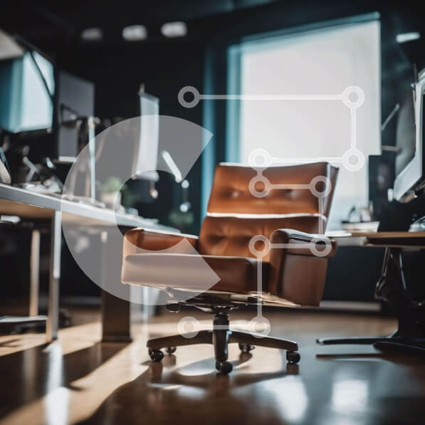 Intra Συλλεκτικό Ξύλινο Παζλ Plywood  4mm - Χώρος γραφείου με καφέ δερμάτινη καρέκλα και οθόνες υπολογιστών Σε Ξύλινο Κουτί - Διαστάσεις Puzzle: 10x10 cm – 25 κομμάτια