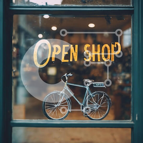 Intra Συλλεκτικό Ξύλινο Παζλ Plywood  4mm - Το ποδήλατο εμφανίζεται στη βιτρίνα Σε Ξύλινο Κουτί - Διαστάσεις Puzzle: 10x10 cm – 25 κομμάτια