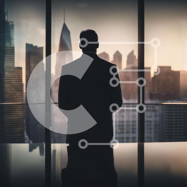 Intra Συλλεκτικό Ξύλινο Παζλ Plywood  4mm - Επιχειρηματίας που θαυμάζει τον ορίζοντα της πόλης Σε Ξύλινο Κουτί - Διαστάσεις Puzzle: 10x10 cm – 25 κομμάτια