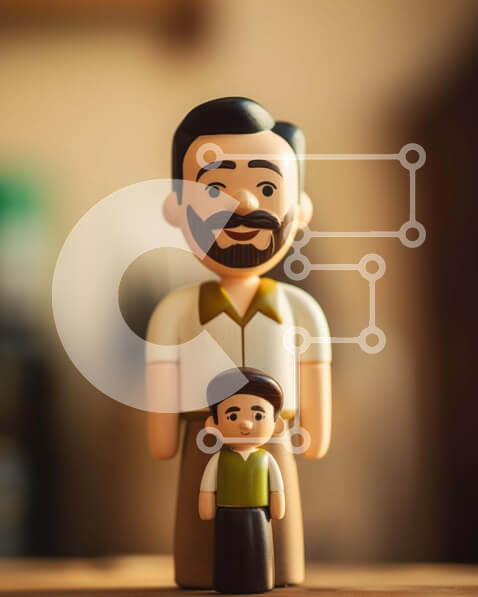 Intra Συλλεκτικό Ξύλινο Παζλ Plywood  4mm - Παιχνίδι ειδώλιο του ηλικιωμένου άνδρα και κόρης Σε Ξύλινο Κουτί - Διαστάσεις Puzzle: 10x10 cm – 25 κομμάτια