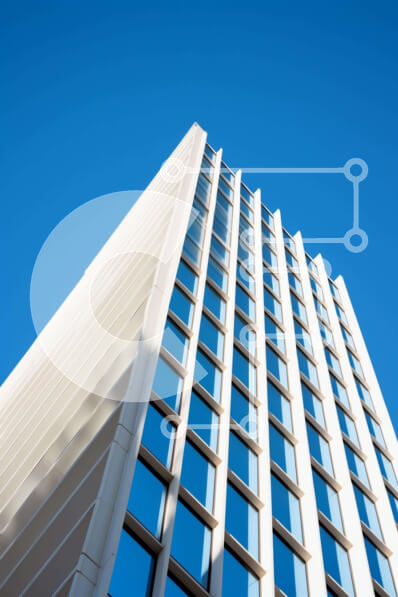 Intra Συλλεκτικό Ξύλινο Παζλ Plywood  4mm - Ψηλό λευκό κτίριο ενάντια στο μπλε ουρανό Σε Ξύλινο Κουτί - Διαστάσεις Puzzle: 10x10 cm – 25 κομμάτια