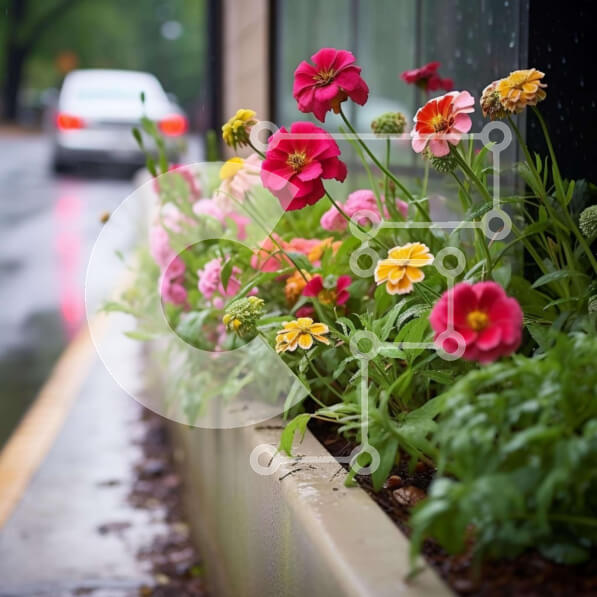 Intra Συλλεκτικό Ξύλινο Παζλ Plywood  4mm - Πολύχρωμα λουλούδια στην άκρη του δρόμου Σε Ξύλινο Κουτί - Διαστάσεις: 10x10 cm – 25 κομμάτια