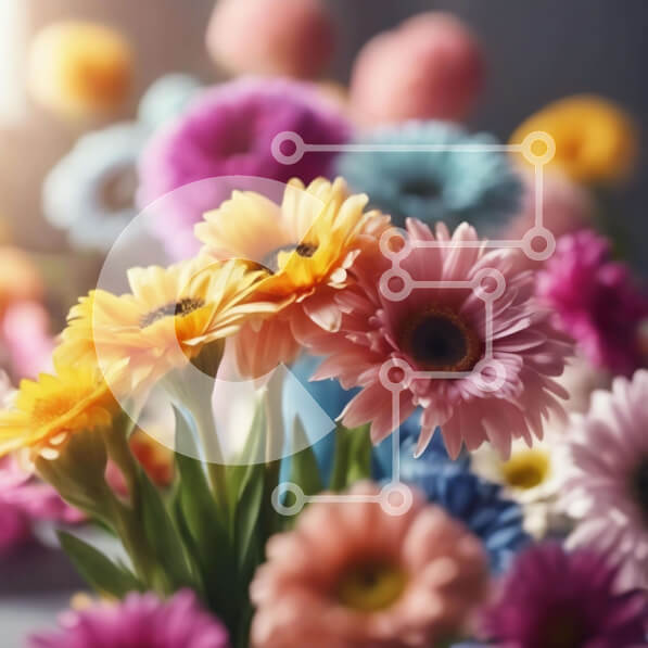 Intra Συλλεκτικό Ξύλινο Παζλ Plywood  4mm - Πολύχρωμο μπουκέτο λουλουδιών σε μπλε βάζο Σε Ξύλινο Κουτί - Διαστάσεις: 10x10 cm – 25 κομμάτια