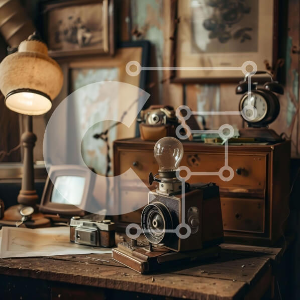 Intra Συλλεκτικό Ξύλινο Παζλ Plywood  4mm - Vintage αντικείμενα και έργα τέχνης που εμφανίζονται σε ένα δωμάτιο Σε Ξύλινο Κουτί - Διαστάσεις Puzzle: 10x10 cm – 25 κομμάτια