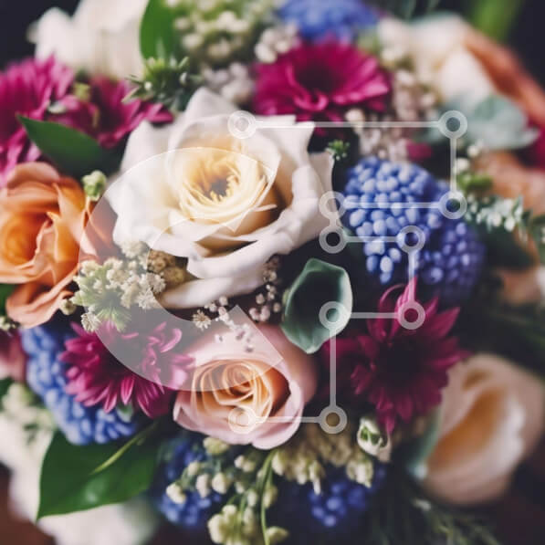 Intra Συλλεκτικό Ξύλινο Παζλ Plywood  4mm - Πολύχρωμο μπουκέτο λουλουδιών με τριαντάφυλλα, γαρίφαλα και μαργαρίτες Σε Ξύλινο Κουτί - Διαστάσεις: 10x10 cm – 25 κομμάτια