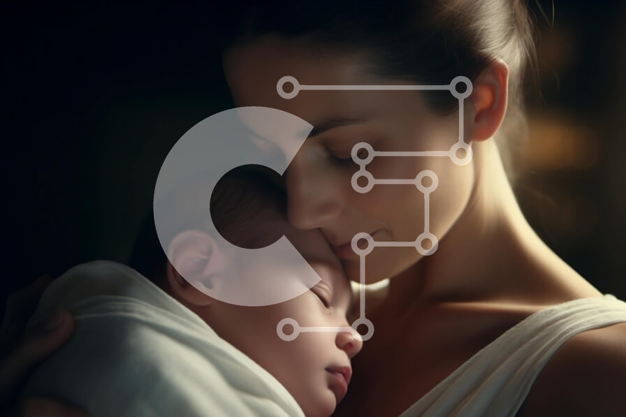 Intra Συλλεκτικό Ξύλινο Παζλ Plywood  4mm - Μητέρα που αγκαλιάζει το νεογέννητο μωρό Σε Ξύλινο Κουτί - Διαστάσεις Puzzle: 10x10 cm – 25 κομμάτια