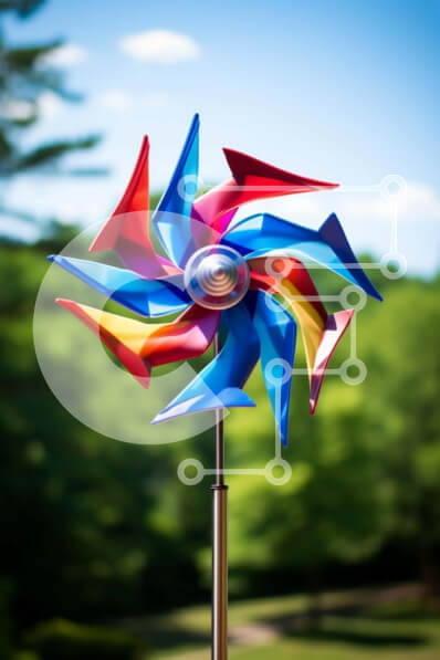 Σετ των 2 Intra Συλλεκτικό Ξύλινο Παζλ Plywood  4mm - Πολύχρωμος ανεμόμυλος στη φύση Σε Ξύλινο Κουτί - Διαστάσεις: 10x10 cm – 25 κομμάτια