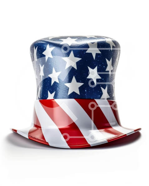 Intra Συλλεκτικό Ξύλινο Παζλ Plywood  4mm - Πατριωτικό καπέλο αμερικανικής σημαίας Σε Ξύλινο Κουτί - Διαστάσεις Puzzle: 10x10 cm – 25 κομμάτια