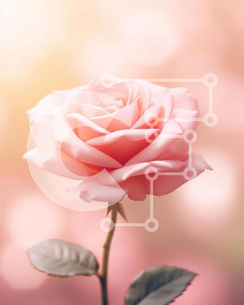 Intra Συλλεκτικό Ξύλινο Παζλ Plywood  4mm - Μονό ροζ τριαντάφυλλο με φωτισμό Bokeh Σε Ξύλινο Κουτί - Διαστάσεις: 10x10 cm – 25 κομμάτια