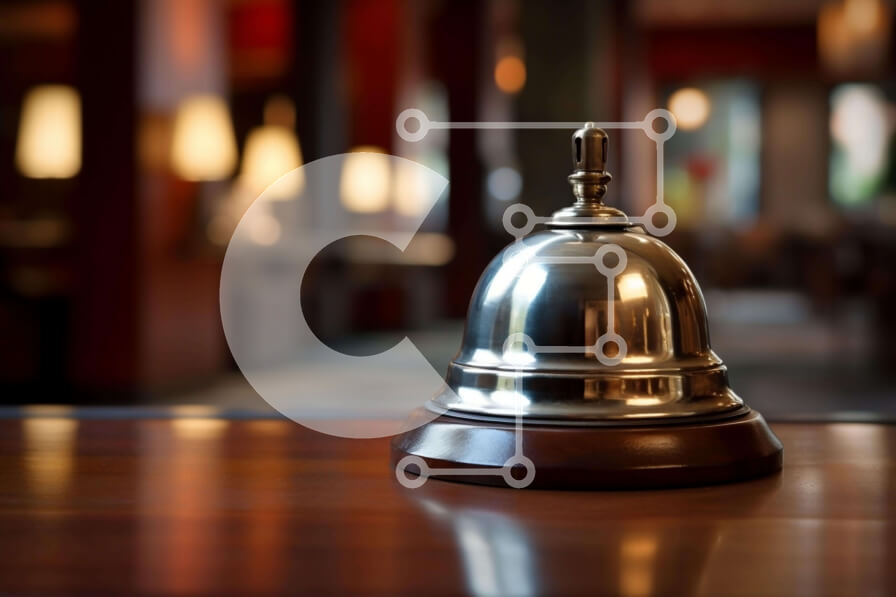 Intra Συλλεκτικό Ξύλινο Παζλ Plywood  4mm - Ασημένιο κουδούνι σε δρύινο τραπέζι με φώτα γύρω Σε Ξύλινο Κουτί - Διαστάσεις: 10x10 cm – 25 κομμάτια