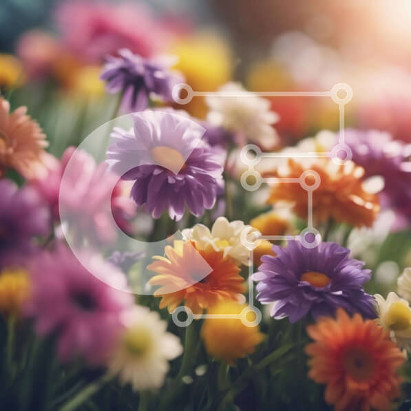 Intra Συλλεκτικό Ξύλινο Παζλ Plywood  4mm - Πολύχρωμο μπουκέτο λουλούδια σε ένα ηλιόλουστο χωράφι Σε Ξύλινο Κουτί - Διαστάσεις: 10x10 cm – 25 κομμάτια