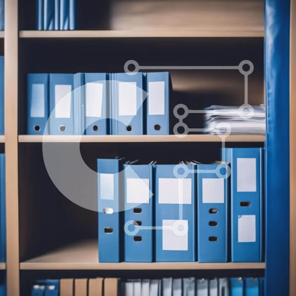 Intra Συλλεκτικό Ξύλινο Παζλ Plywood  4mm - Μπλε συνδετικά και φάκελοι σε ξύλινο ράφι Σε Ξύλινο Κουτί - Διαστάσεις: 10x10 cm – 25 κομμάτια