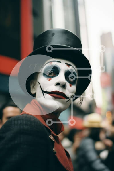 Intra Συλλεκτικό Ξύλινο Παζλ Plywood  4mm - Άνδρας ντυμένος Τζόκερ στην Urban Street Σε Ξύλινο Κουτί - Διαστάσεις Puzzle: 10x10 cm – 25 κομμάτια