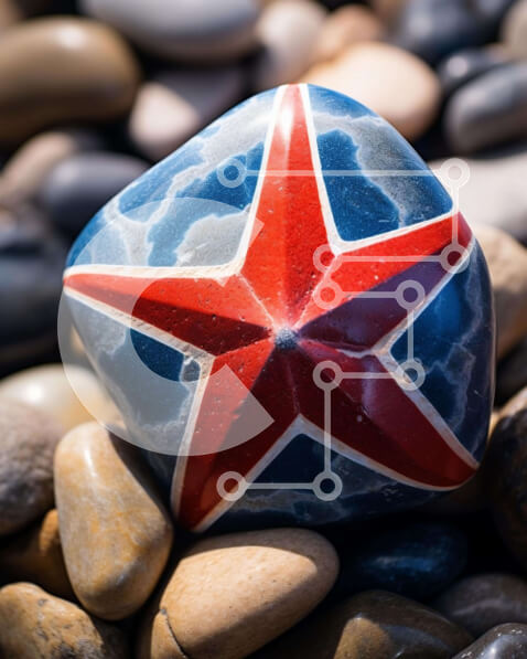 Intra Συλλεκτικό Ξύλινο Παζλ Plywood  4mm - Ροκ σε σχήμα αστεριού με βρετανική σημαία Σε Ξύλινο Κουτί - Διαστάσεις Puzzle: 10x10 cm – 25 κομμάτια