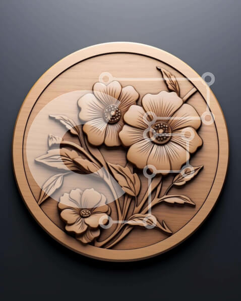 Intra Συλλεκτικό Ξύλινο Παζλ Plywood  4mm - Περίτεχνα σκαλισμένο ξύλινο νόμισμα με λουλούδια και φύλλα Σε Ξύλινο Κουτί - Διαστάσεις: 10x10 cm – 25 κομμάτια