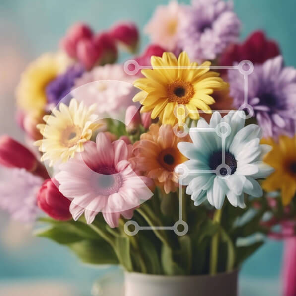 Intra Συλλεκτικό Ξύλινο Παζλ Plywood  4mm - Πολύχρωμη ανθοσύνθεση με λευκό βάζο Σε Ξύλινο Κουτί - Διαστάσεις: 10x10 cm – 25 κομμάτια