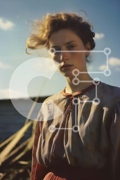 Σετ των 2 Intra Συλλεκτικό Ξύλινο Παζλ Plywood  4mm - Νεαρή γυναίκα με μαλλιά που φυσούν στον άνεμο Σε Ξύλινο Κουτί - Διαστάσεις: 10x10 cm – 25 κομμάτια