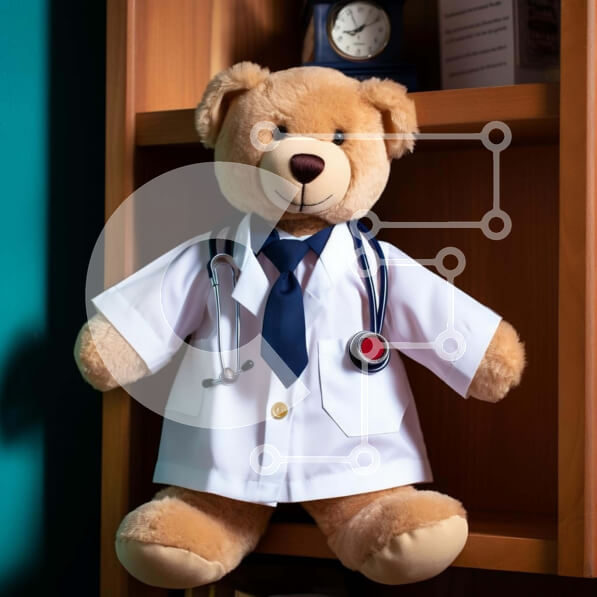 Intra Συλλεκτικό Ξύλινο Παζλ Plywood  4mm - Teddy Bear Doctor με στηθοσκόπιο Σε Ξύλινο Κουτί - Διαστάσεις Puzzle: 10x10 cm – 25 κομμάτια