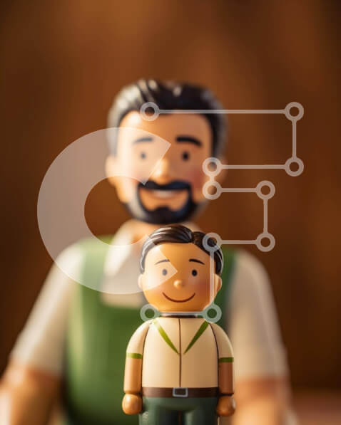 Intra Συλλεκτικό Ξύλινο Παζλ Plywood  4mm - Παιχνίδι ειδώλιο του ηλικιωμένου άνδρα και του μικρού γιου Σε Ξύλινο Κουτί - Διαστάσεις Puzzle: 10x10 cm – 25 κομμάτια