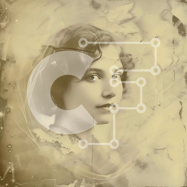 Intra Συλλεκτικό Ξύλινο Παζλ Plywood  4mm - Vintage φωτογραφία μιας γυναίκας με γρατσουνιές Σε Ξύλινο Κουτί - Διαστάσεις Puzzle: 10x10 cm – 25 κομμάτια