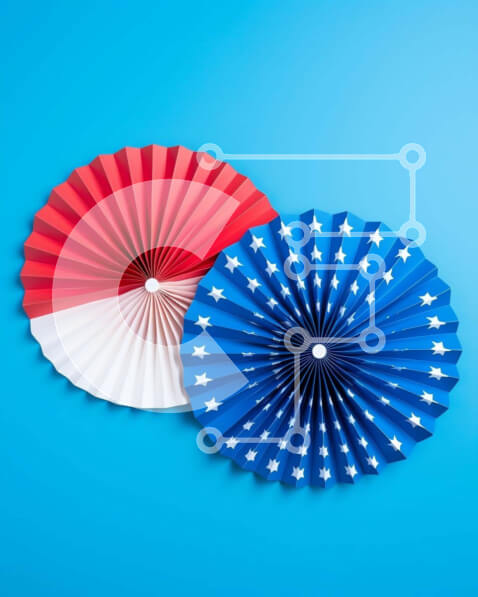 Intra Συλλεκτικό Ξύλινο Παζλ Plywood  4mm - Βεντάλια από κόκκινο, λευκό και μπλε χαρτί για πατριωτικές γιορτές Σε Ξύλινο Κουτί - Διαστάσεις Puzzle: 10x10 cm – 25 κομμάτια