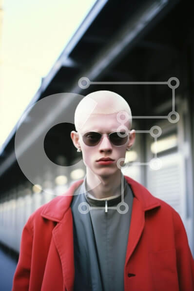 Intra Συλλεκτικό Ξύλινο Παζλ Plywood  4mm - Άνδρας με φαλακρά μαλλιά και γυαλιά ηλίου στο σιδηροδρομικό σταθμό Σε Ξύλινο Κουτί - Διαστάσεις Puzzle: 10x10 cm – 25 κομμάτια