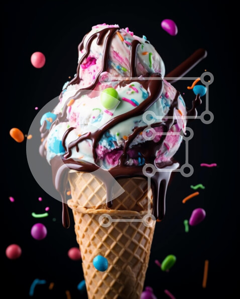 Σετ των 2 Intra Συλλεκτικό Ξύλινο Παζλ Plywood  4mm - Πολύχρωμο χωνάκι βάφλα παγωτού Σε Ξύλινο Κουτί - Διαστάσεις: 10x10 cm – 25 κομμάτια