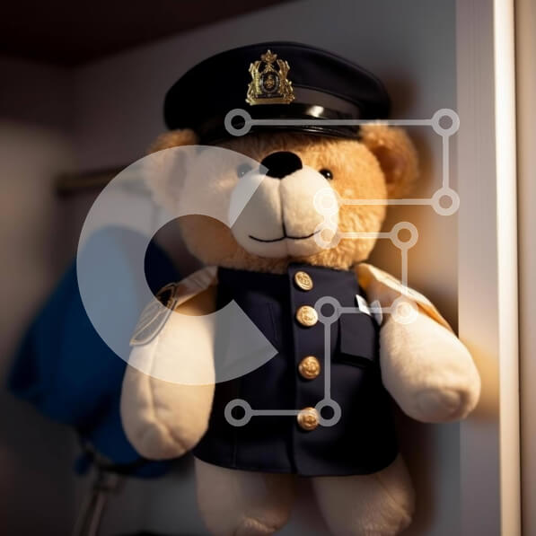 Intra Συλλεκτικό Ξύλινο Παζλ Plywood  4mm - Teddy Bear Αξιωματικός που κρεμιέται στον τοίχο Σε Ξύλινο Κουτί - Διαστάσεις: 10x10 cm – 25 κομμάτια